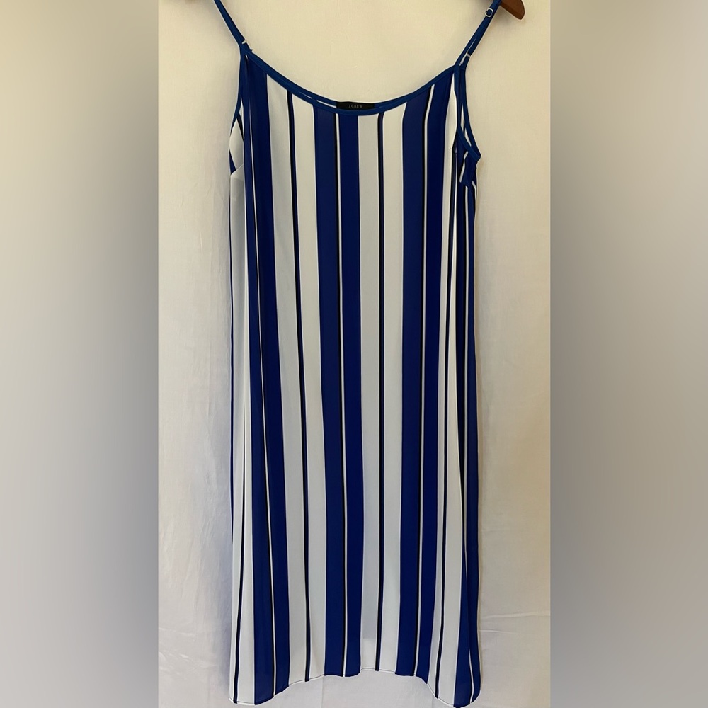 NWOT- J Crew Women’s Summer Beach Cover Up Adjustable Strap Dress -Blue/White -S